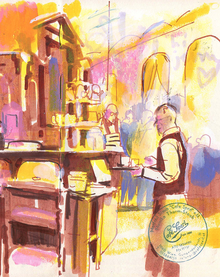 Kurs im Atelier boesner in Aarberg mit Jenny Adam urban sketching