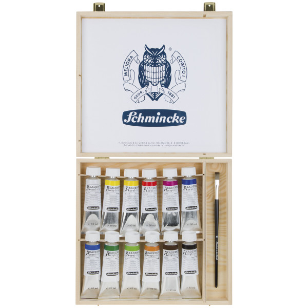Schmincke – Akademie Acryl Color Acrylfarben-Set im Holzkoffer
