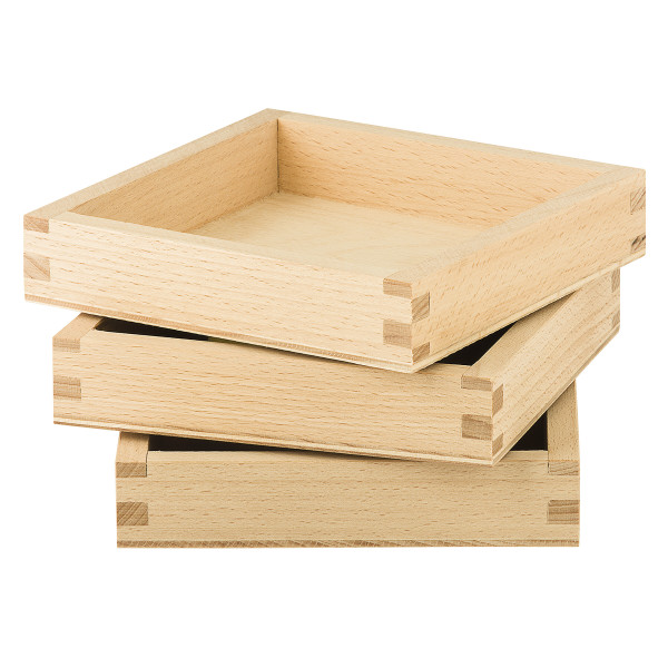 Casani Holzkörper, einseitig offen, 3er-Pack, 15 x 15 x 3 cm