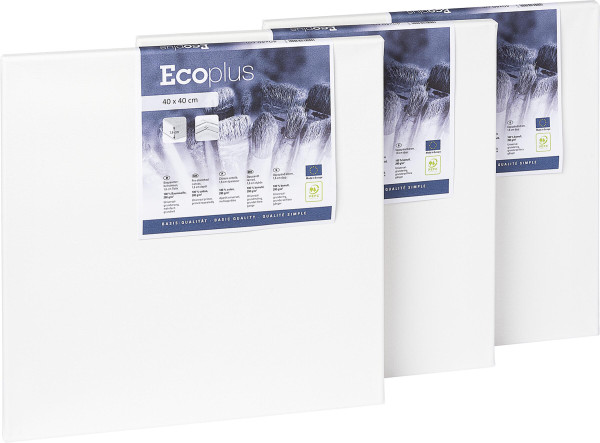 Eco Plus Bespannter Keilrahmen im 3er-Pack, 40 x 40 cm
