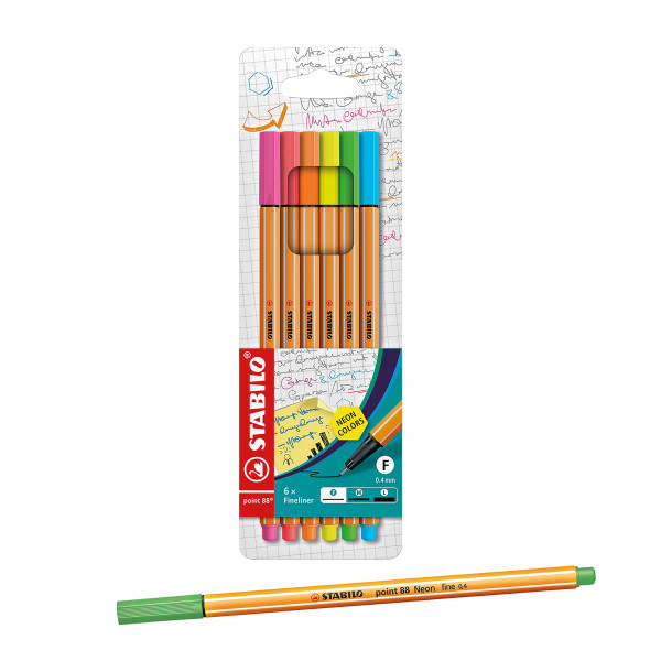 Stabilo® Point 88® Fineliner-Set mit 6 Neonfarben