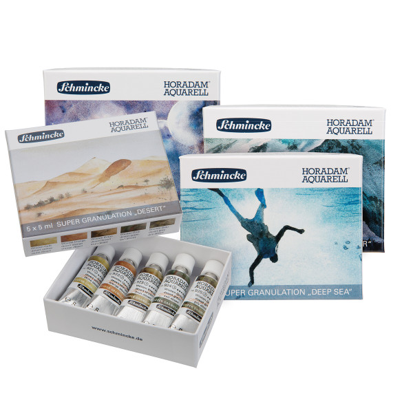 Schmincke – Horadam Aquarell Supergranulierende Aquarellfarben im Set, 5 x 5 ml