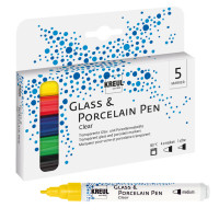 Kreul Glass & Porcelain Pen Clear-Set | 4x medium + 1x fine